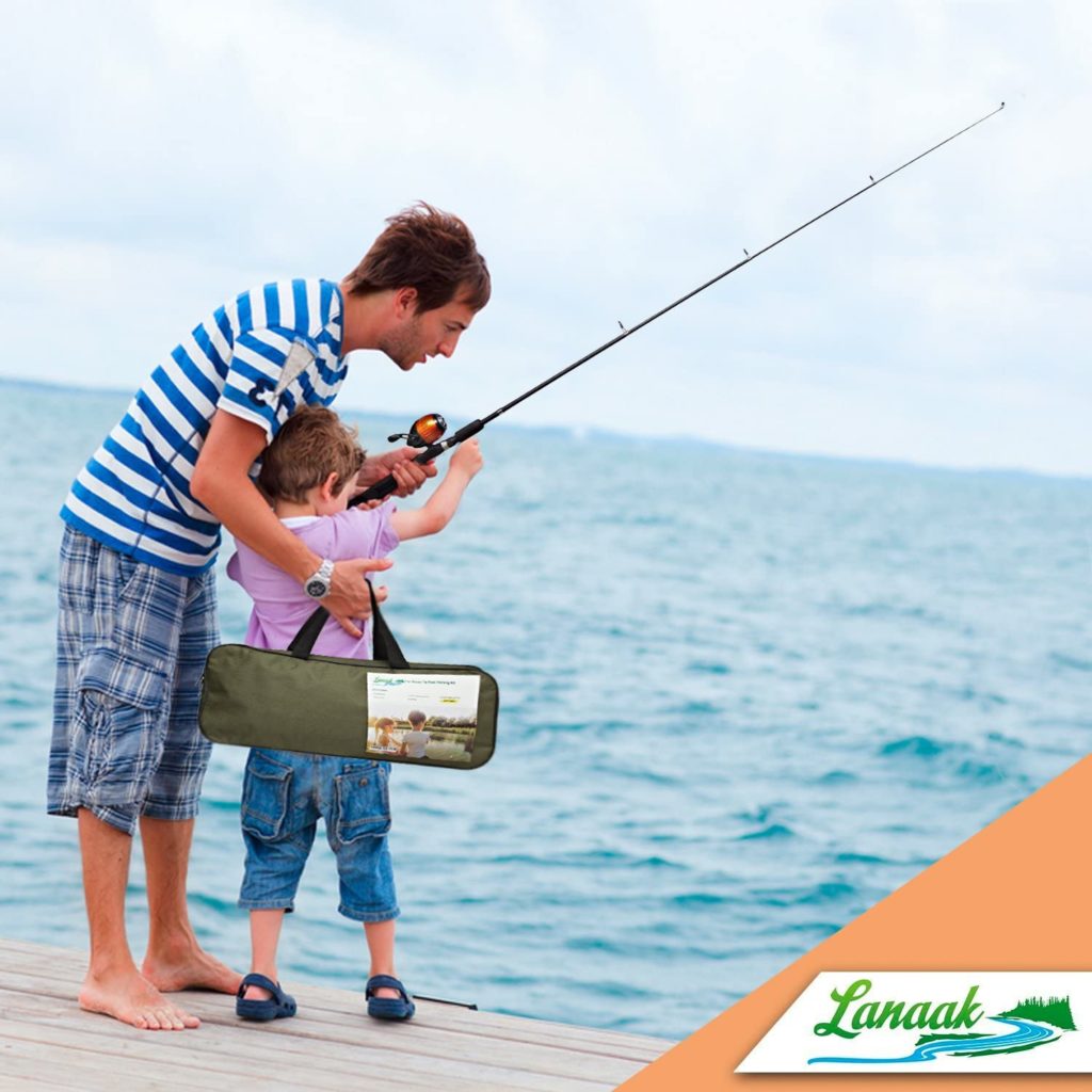 Lanaak Kids Fishing Pole in use